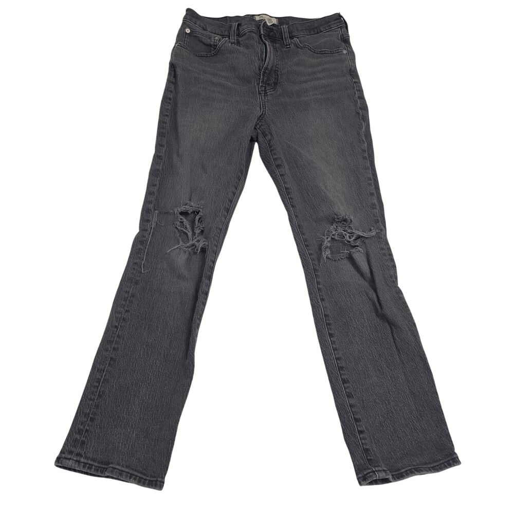 Madewell Perfect Vintage Jean Women 28 Black Gray Distressed High Rise Straight